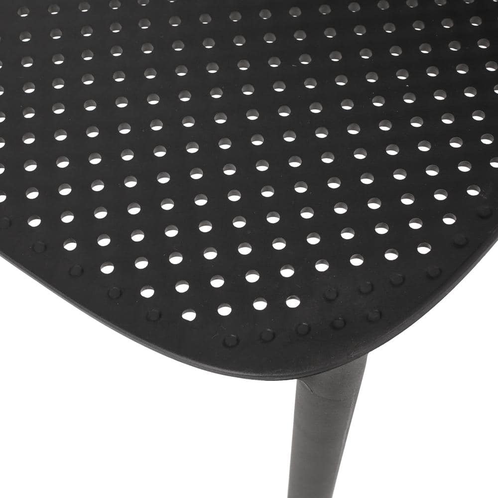 Set of 4 Black Stackable Plastic Modern Outdoor Dining Chairs