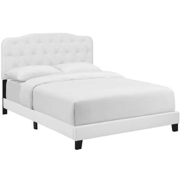MODWAY Amelia White Twin Faux Leather Bed