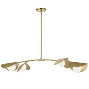 Emma 4-Light Aged Brass Shaded Pendant Light with Aged Brass Metal Shade