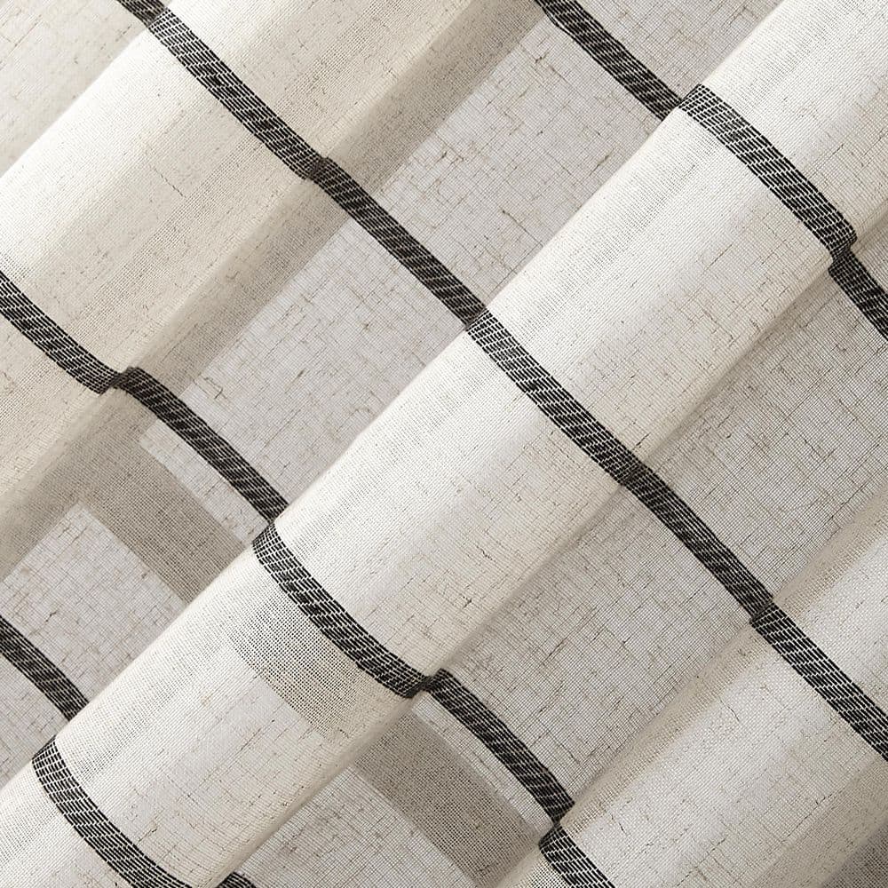 Black and Linen Stripe Sheer Rod Pocket Curtain Panel, 52" x 84"