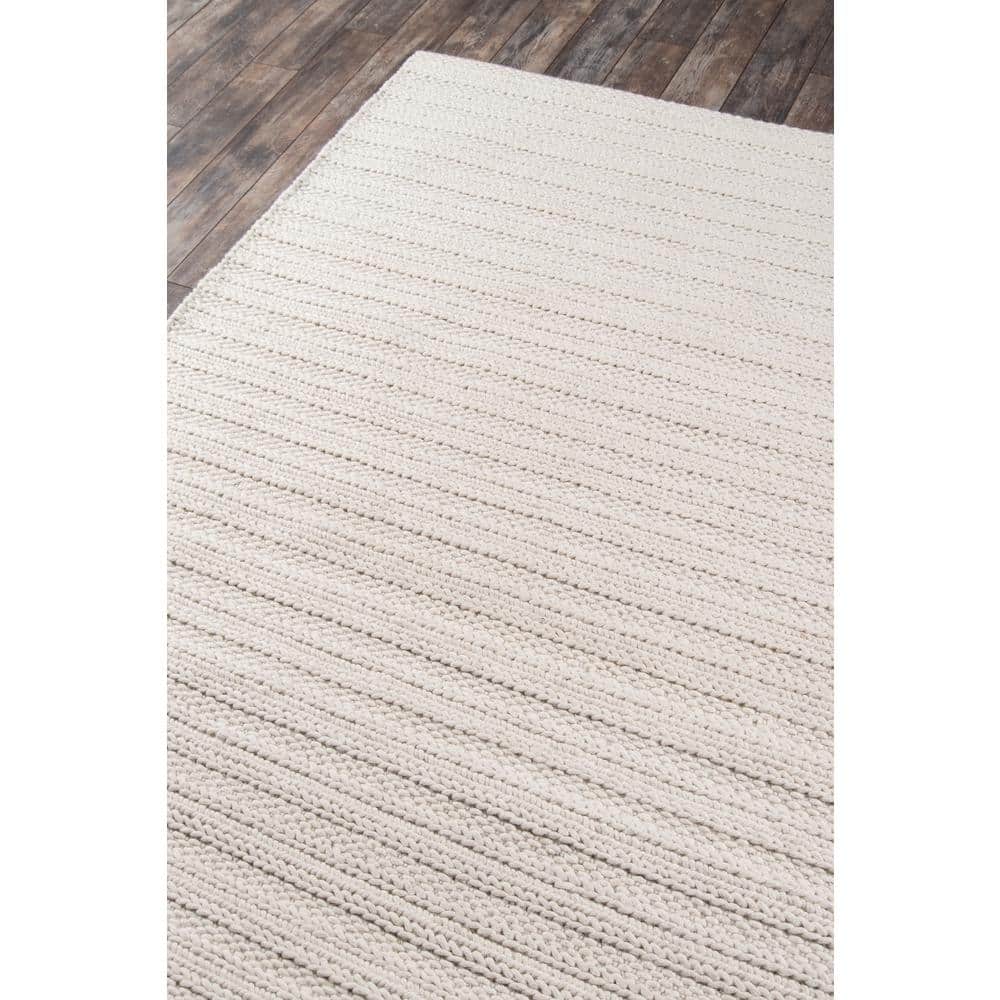 Ivory Hand-Woven Wool Rectangular Area Rug 8'9" x 11'9"