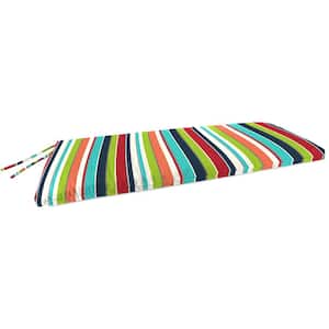 Sunbrella 48 in. x 18 in. Carousel Confetti Multicolor Stripe Rectangular Knife Edge Outdoor Settee Swing Bench Cushion