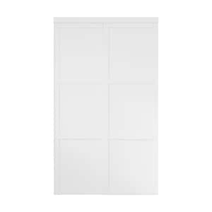 48 in. x 80 in. Paneled 3 Lite White Finished MDF Sliding Door with Hardware