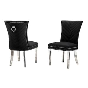 Julie Black Velvet Fabric Stainless Steel Legs Side Chair (2-Chairs Included)