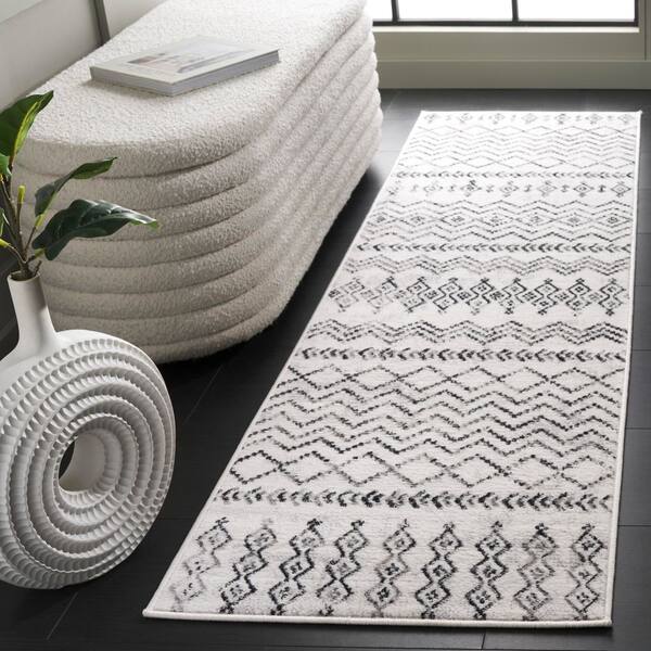 Temple 2 ft. x 8 ft. Ivory/Gray Black Tribal TPL105A Runner Rug