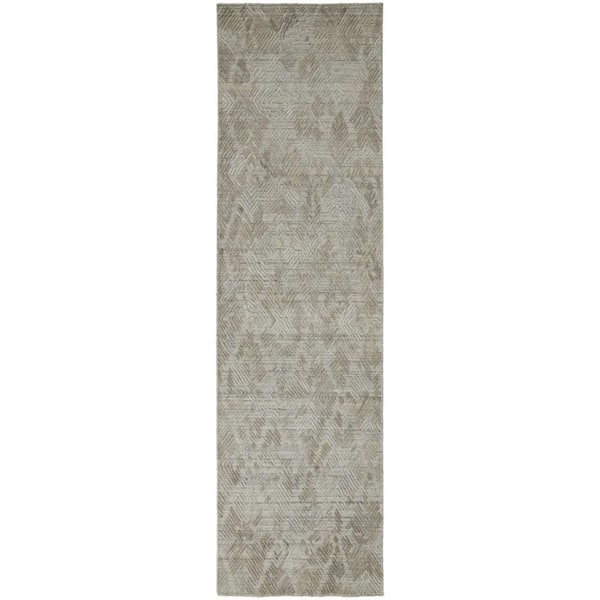 2 ft. x 8 ft. Taupe, Gray Abstract Runner Rug