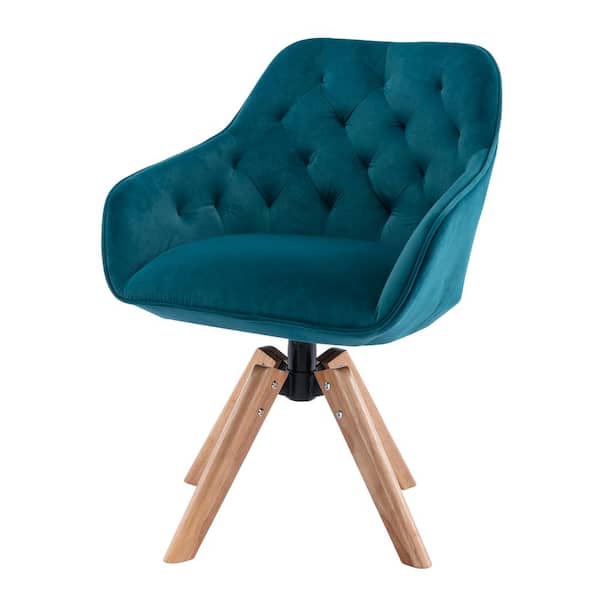 ATHMILE Teal Tufted Upholstered Armless Side Chair (Set of 1)