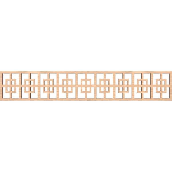 Ekena Millwork Cambridge Fretwork 0.375 in. D x 46.625 in. W x 8 in. L Red Oak Wood Panel Moulding
