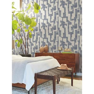 Almond and Blue Modern Tribal Textured Non-Pasted Paper Wallpaper