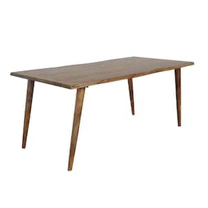 Midcentury Brownstone Nut Brown Wood Top 70 in. 4-Legs Base Dining Table Seats up to 6