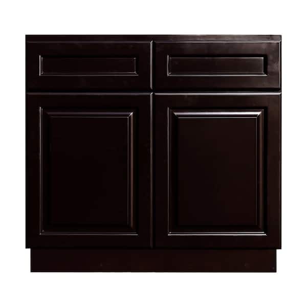 LIFEART CABINETRY Newport Ready to Assemble 33x34.5x24 in. Base Cabinet with 2 Door and 2 Drawer in Dark Espresso