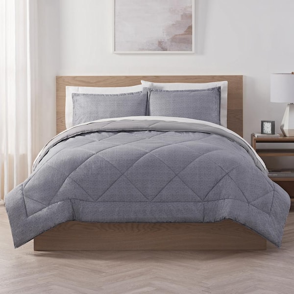 Serta Supersoft 7-Piece Dark Grey Solid Polyester Queen Cooling Bed in a Bag Set