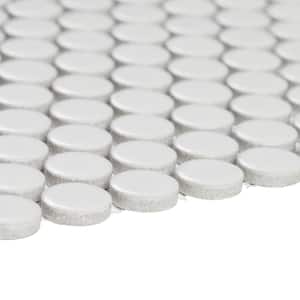 Cascades White 11.5 in. x 12.5 in. Penny Round Matte Porcelain Mesh-Mounted Mosaic Tile (1.00 sq. ft./Each)
