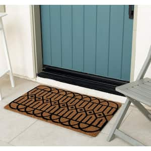 Black Geometric 22 in. x 36 in. Coir Door Mat