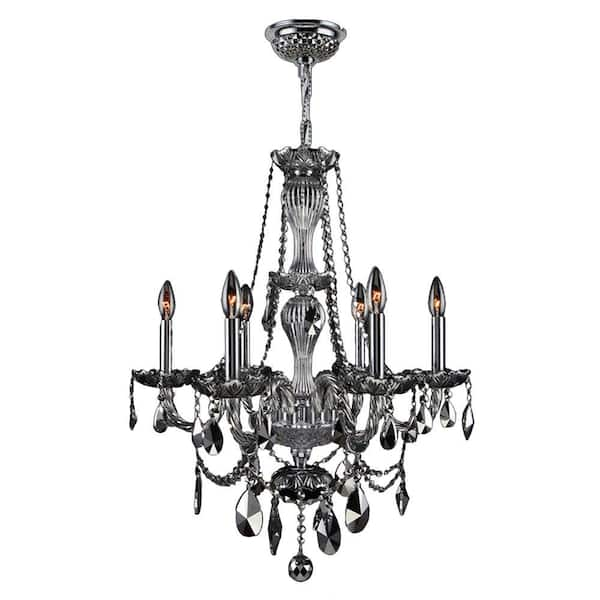 Worldwide Lighting Provence Collection 6-Light Chrome with Chrome Crystal Chandelier