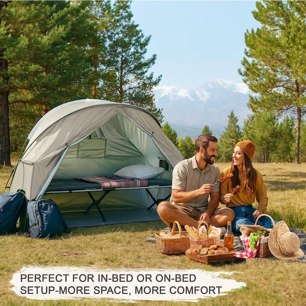 Poloma 1-Person Outdoor Cot Tent with Zippered Door and