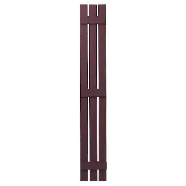Ply Gem 12 in. x 81 in. Polypropylene 3-Board Open Board and Batten Shutters Pair in Vineyard Red