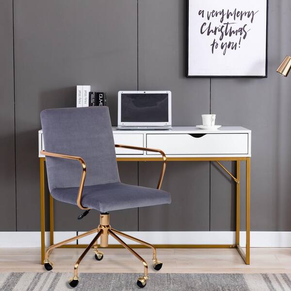 white and gold desk chair uk