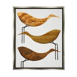 "Abstract Wooden Pattern Storks Rustic Birds" by Daphne Polselli Floater Frame Animal Wall Art Print 17 in. x 21 in.