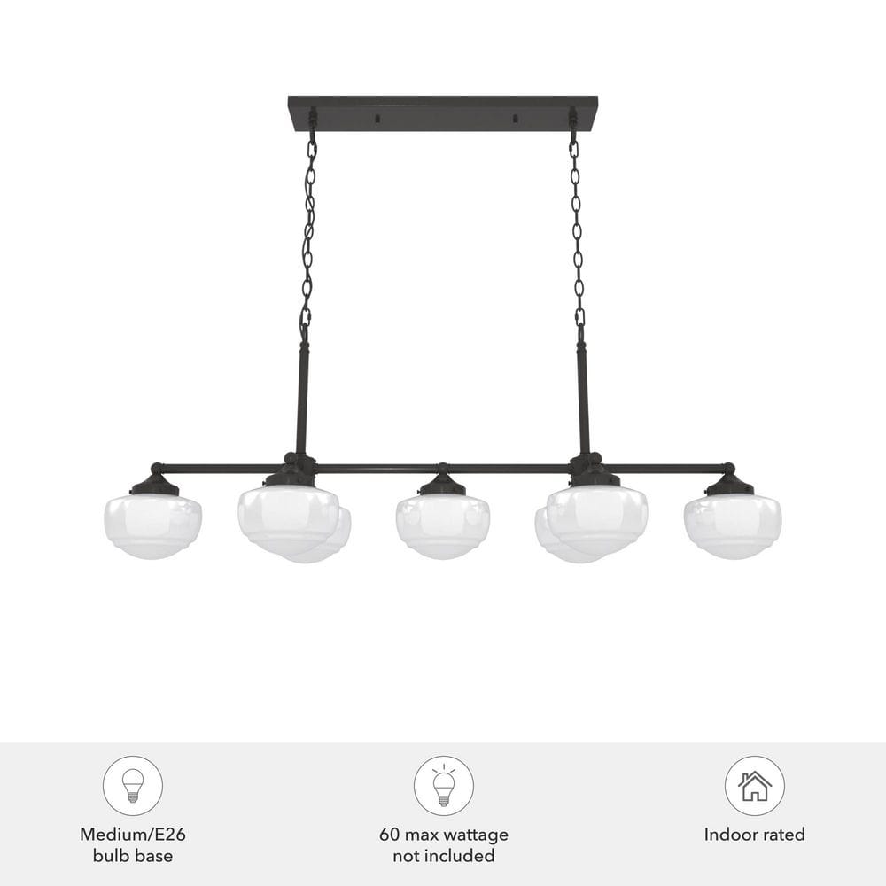 Noble Bronze 52" 7-Light Linear Chandelier with Glass Globes