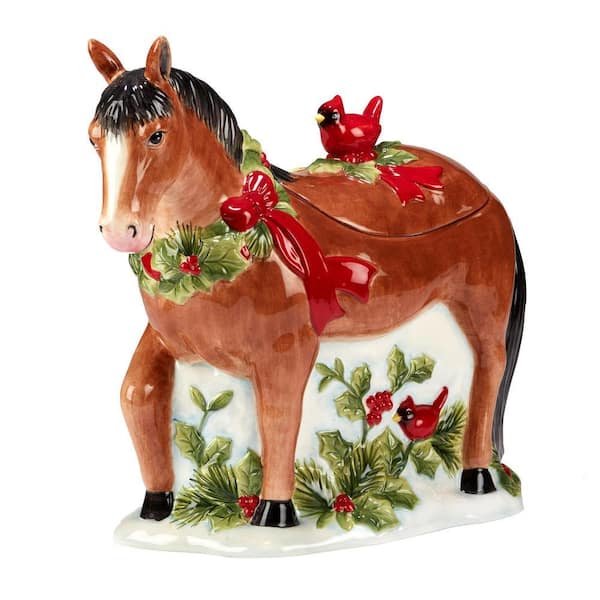 Homestead Christmas 12 in. Earthenware 3-D Cookie Jar