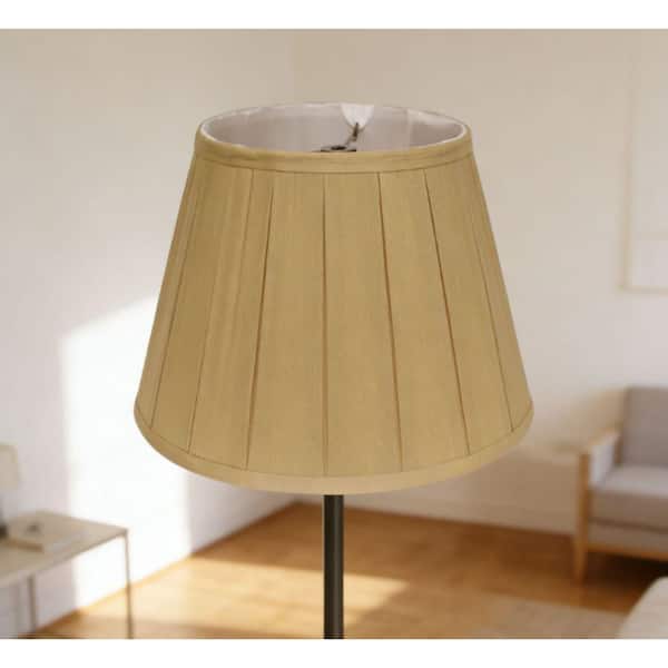 9.00 in. Gold Silk Round Slant English Box Pleat Softback Lamp Shade with Washer Fitter