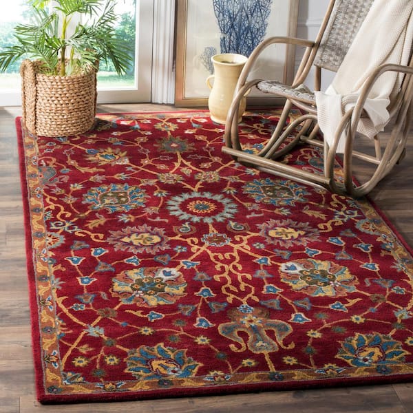 Heritage 11 ft. x 15 ft. Red Border Floral Area Rug