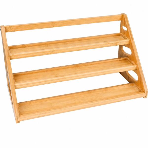 3-Tier Bamboo Wood Spice Rack Organizer for Cabinet and Countertop with 17.5 x 8.3 x 9.4 in Dimensions