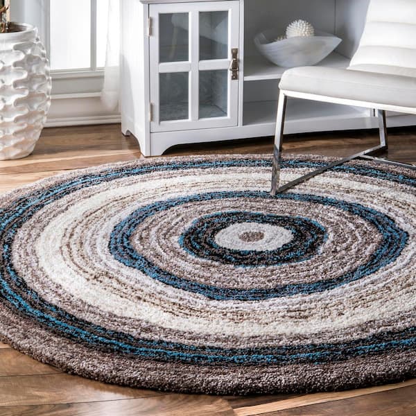 Drey Ombre Shag Blue Multi 8 ft. Round Rug