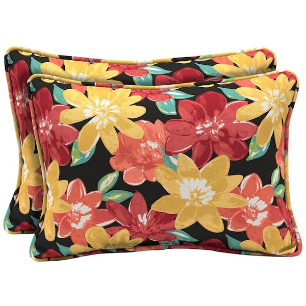 ARDEN SELECTIONS 22 x 15 Ruby Abella Floral Oversized Lumbar Outdoor Throw Pillow (2-Pack)
