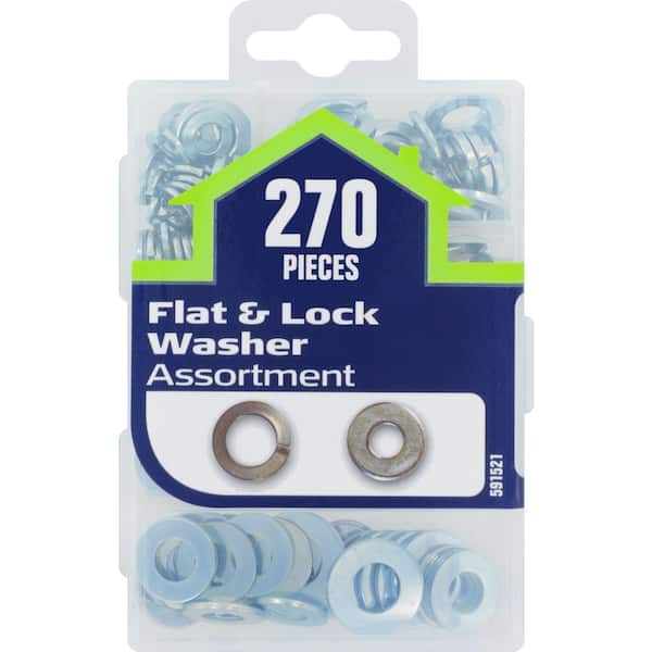 Zinc Flat Washers and Split Lock Washers Assorted Kit (270-Pack)