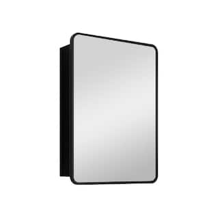 24 in. W x 30 in. H Black Rectangular LED Medicine Cabinet with Mirror