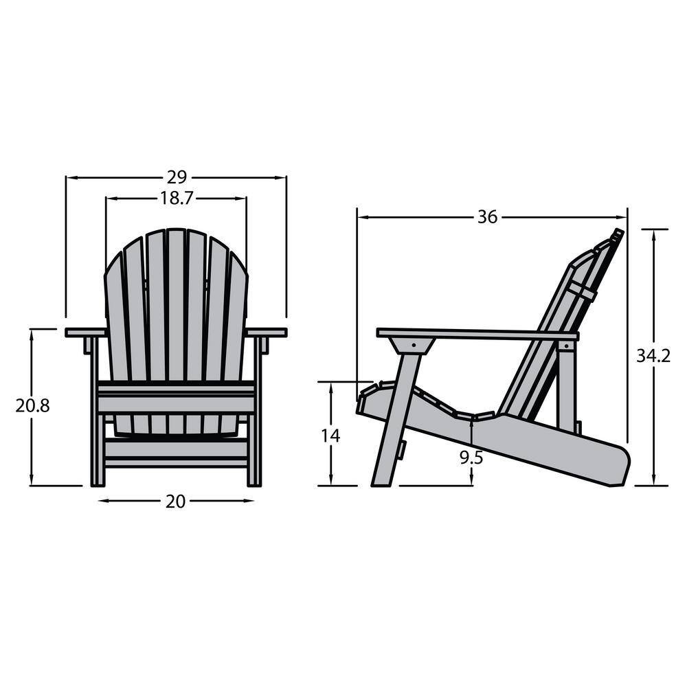 Nantucket Blue Folding Reclining Adirondack Chair with Arms