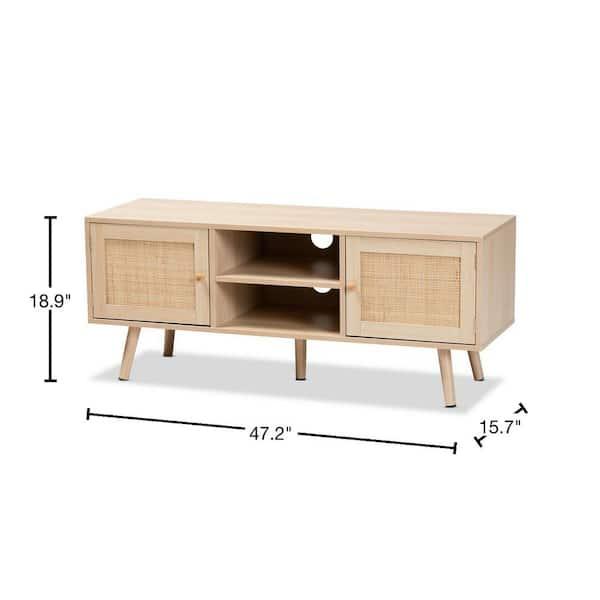 Baxton Studio Sebille 47.2 in. Light Brown TV Stand Fits TV s up