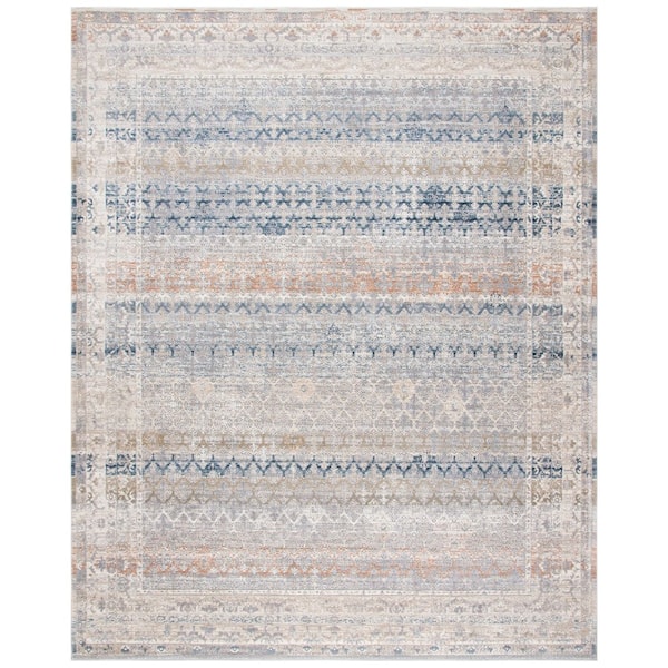 SAFAVIEH Martha Stewart Cream/Gray 8 ft. x 10 ft. Border Gradient Area Rug