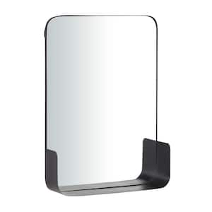 22 in. x 16 in. 1 Shelf Rectangle Framed Black Wall Mirror