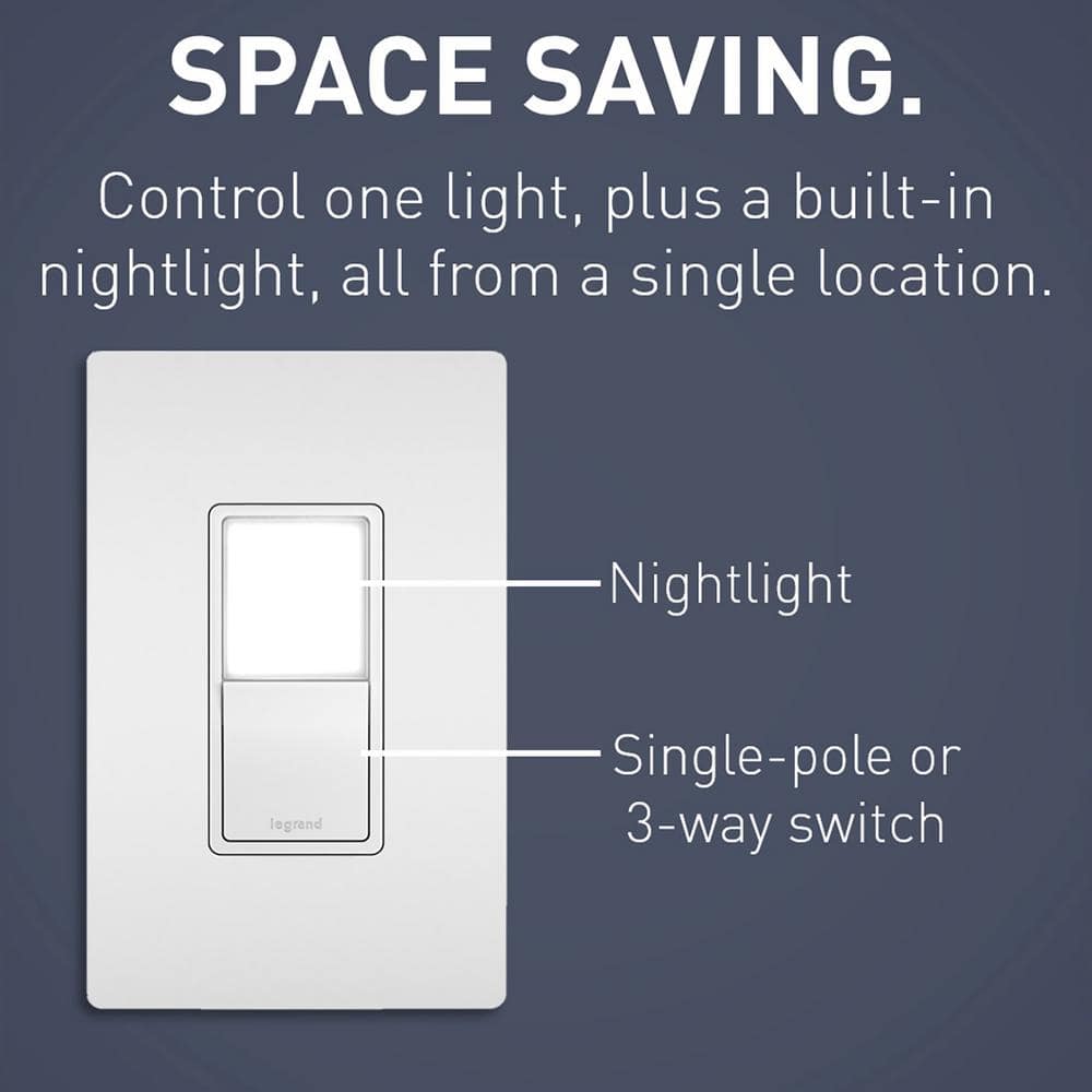 White Single-Pole/3-Way Rocker Light Switch with Night Light