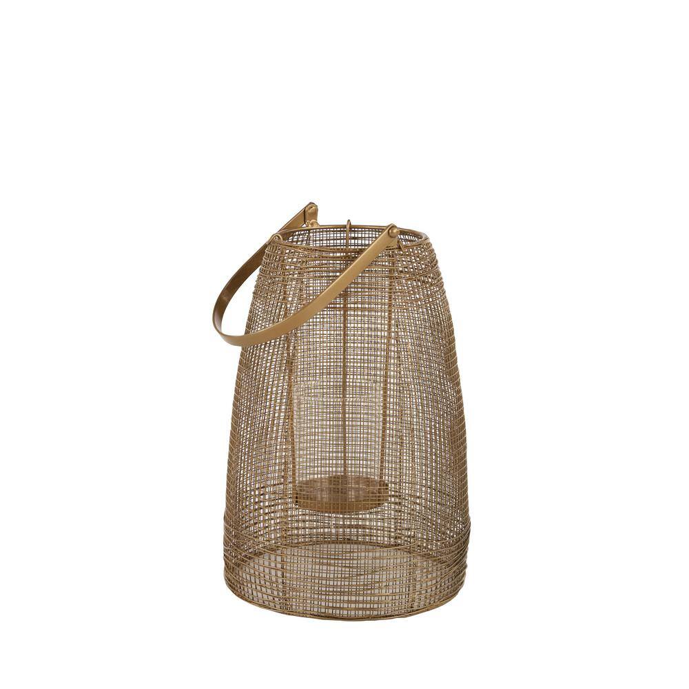 Gold Metal Hanging Hurricane Candle Lantern