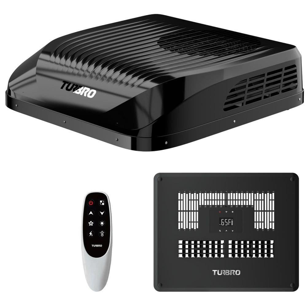 12-Volt DC 9,000 BTU RV Air Conditioner with Inverter Compressor, Non-Ducted Ultra-Low Profile Rooftop Unit, WiFi, Black