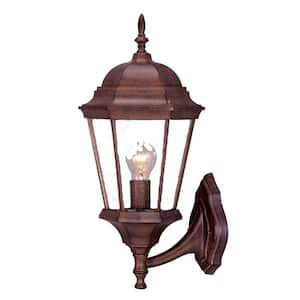 Richmond Collection 1-Light Burled Walnut Outdoor Wall Lantern Sconce