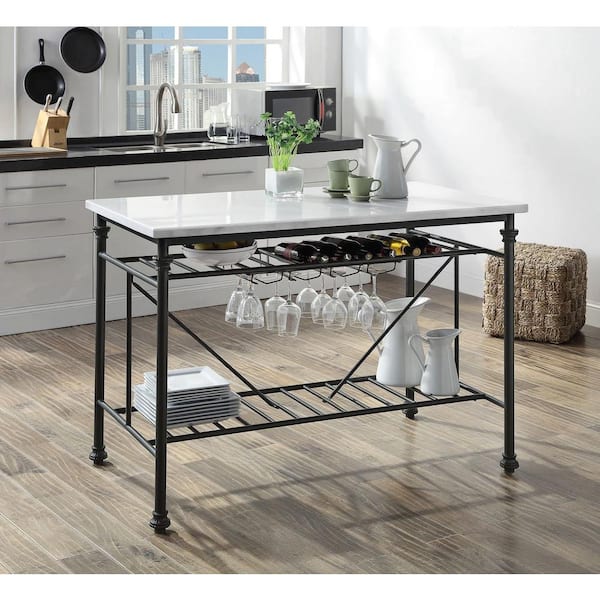 STICKON Gray Kitchen Cart with Shelf