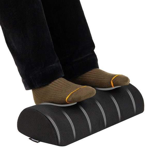 Black Adjustable Foot Rest Ergonomic Foot Stool Under Desk at Work 16.75 in. W