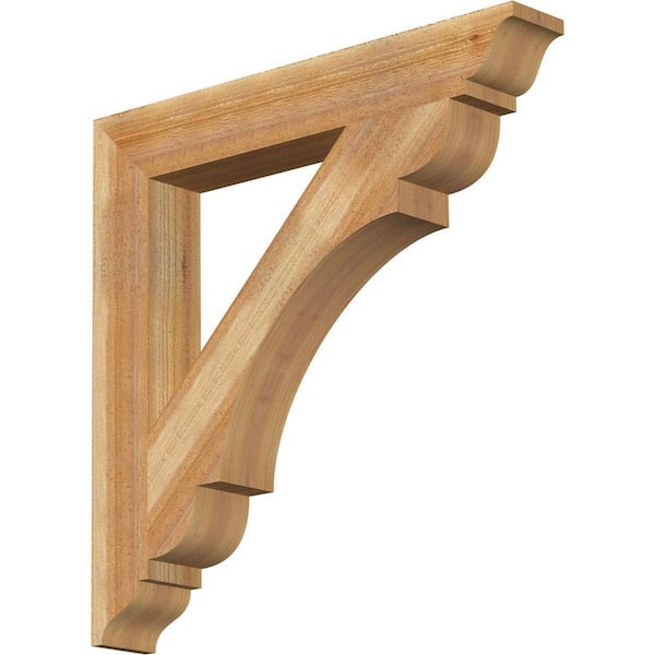 Ekena Millwork 4 in. x 28 in. x 28 in. Western Red Cedar Olympic Traditional Rough Sawn Bracket