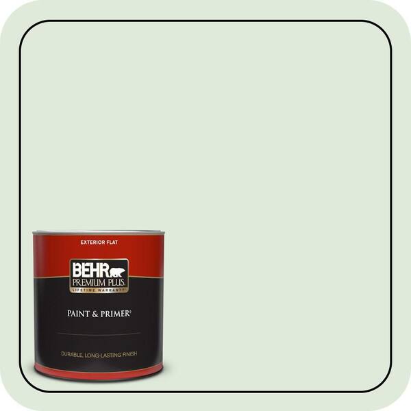 BEHR PREMIUM PLUS 1 qt. #440E-1 Relaxing Green Flat Exterior Paint & Primer