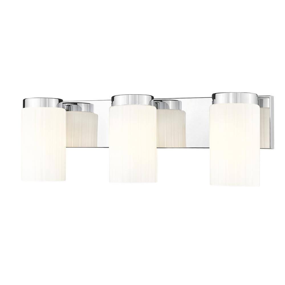 Burk 22.5 in. 3-Light Chrome Vanity-Light with Matte Opal Glass Shade