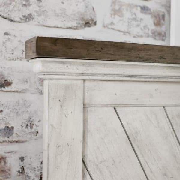 King Size Rustic Wood Frame Upholstered Bed with Storage