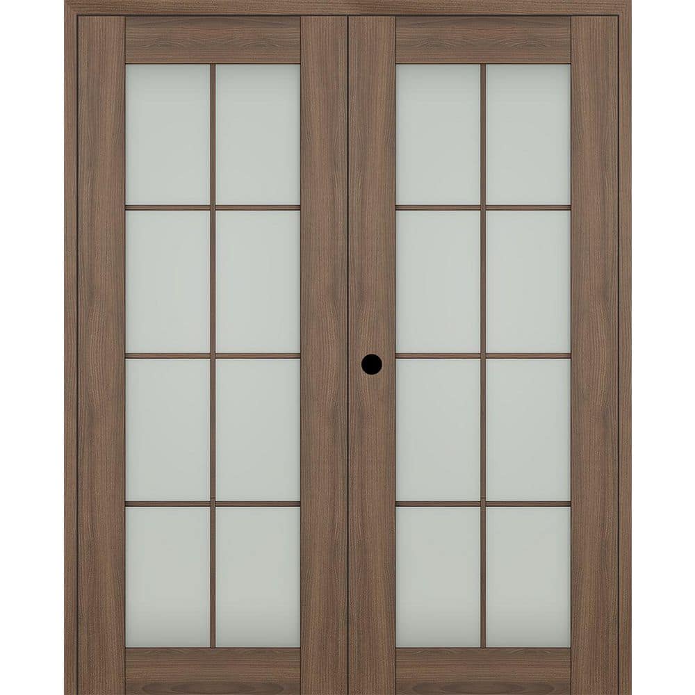 Avon 8 Lite N 56 in. x 84 in. Right Active 8-Lite Frosted Glass Pecan Nutwood Wood Composite Double Prehung French Door price history on PriceWatchPro