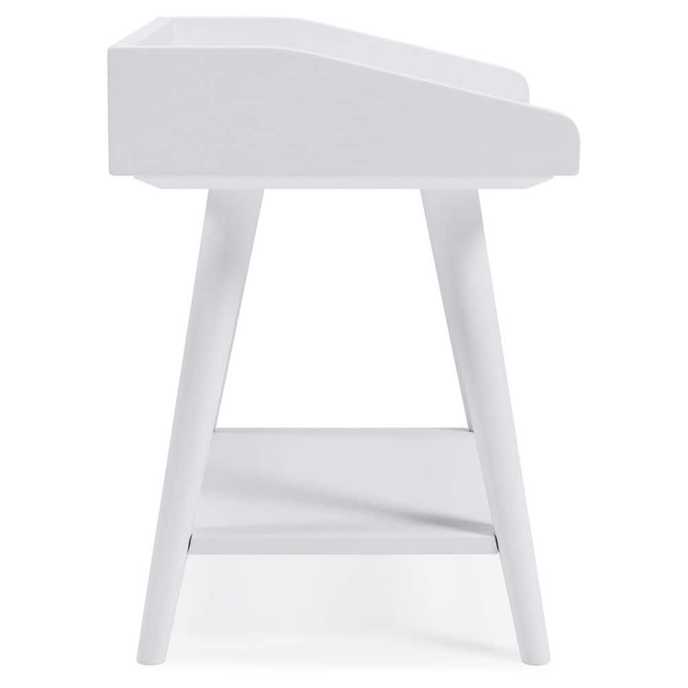 Crisp White Transitional Wood Accent Table with USB Chargers