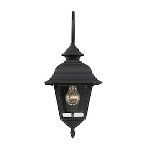 Westover 1-Light Textured Black Hardwired Outdoor Wall Lantern Sconce