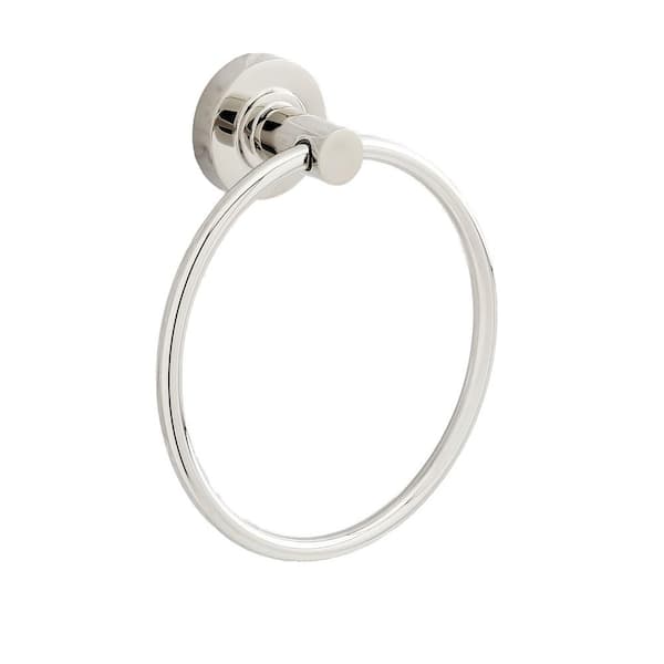 SIGNATURE HARDWARE Lexia 6-5/16 in. Wall Mounted Towel Ring in Polished Nickel